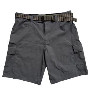 Orvis Tech Cargo Shorts Mens 36 Gray 10" Belted Pockets Hiking Outdoors Casual